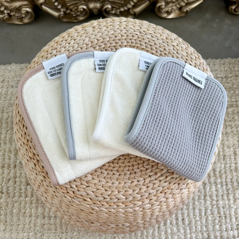 The Insert Sampler pack with 6-layer waffle, flex fit, slim fit inserts, and bamboo terry insert.