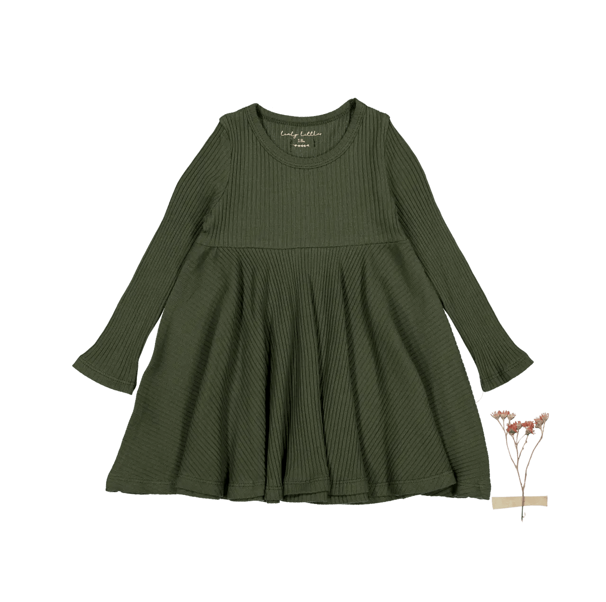Lovely Littles The Long Sleeve Dress - Moss - 