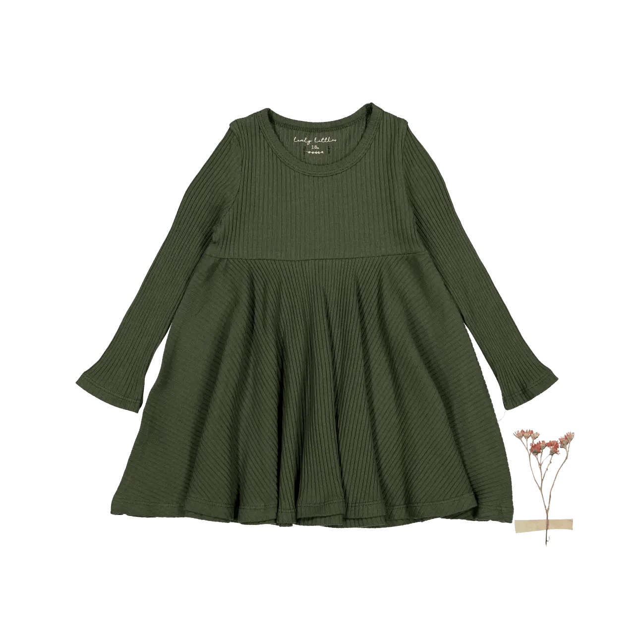 Lovely Littles The Long Sleeve Dress - Moss - 