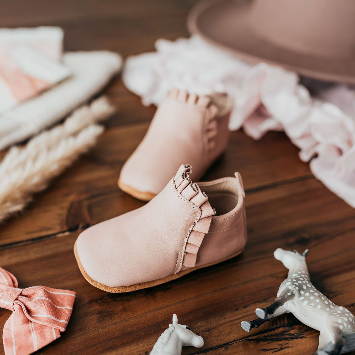 Little Love Bug Co. The Mila soft sole organic baby shoes.