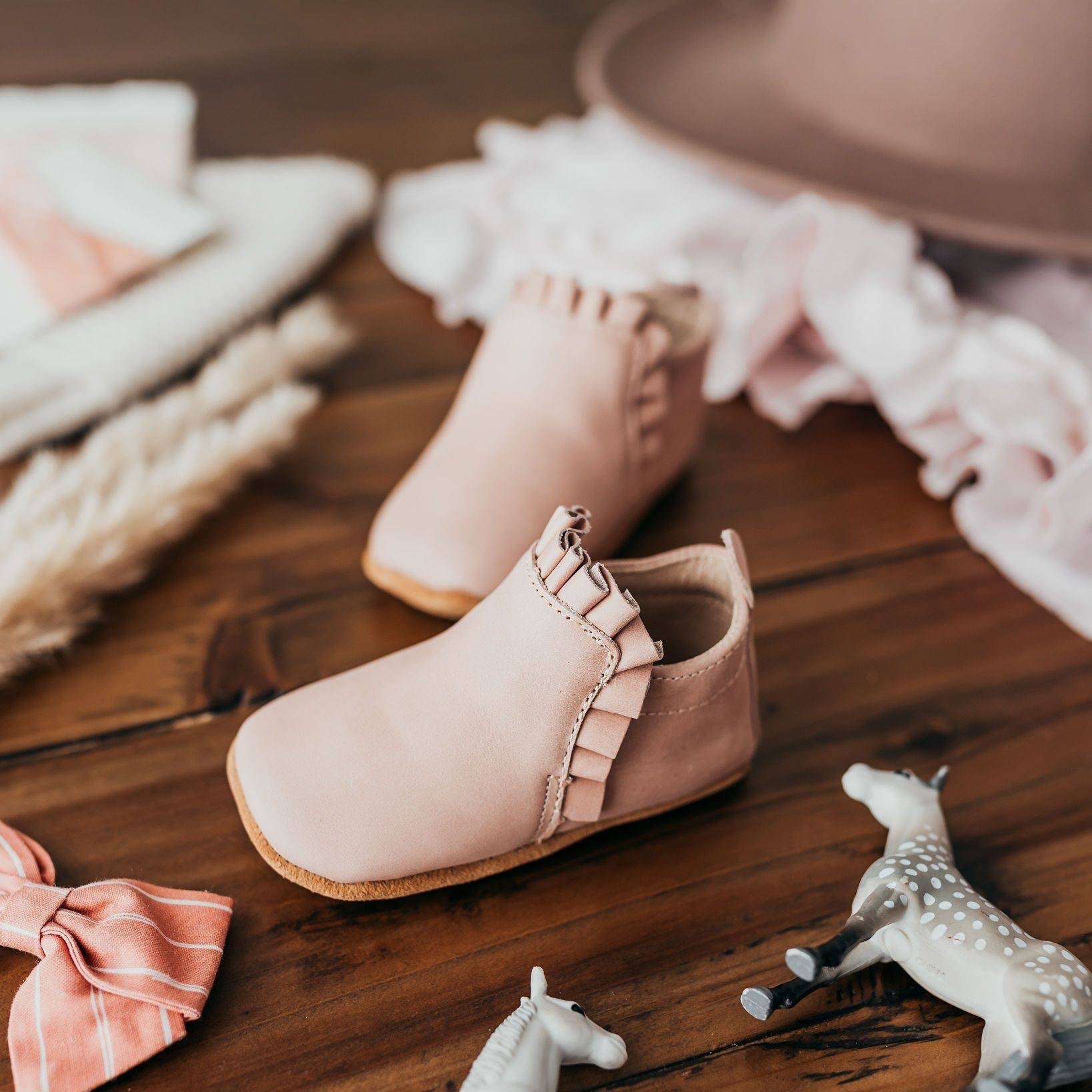 Little Love Bug Co. The Mila soft sole organic baby shoes.