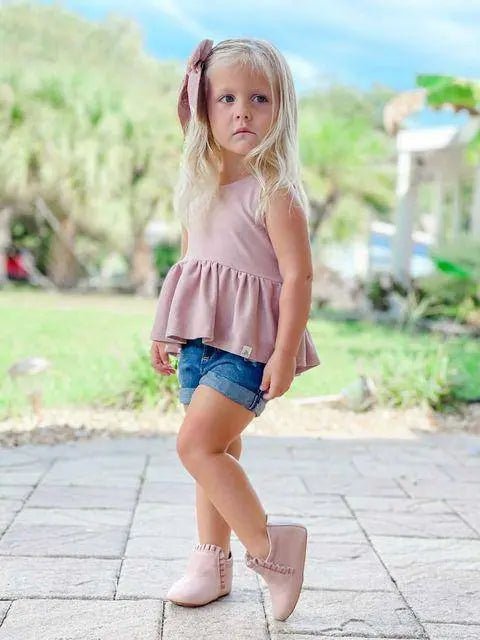 Little Love Bug Co. The Mila Barefoot Boots with Elastic Ruched Entrance for Comfortable Wear - 