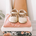 Little Love Bug Co. The Olivia organic baby moccasins, blush pink.