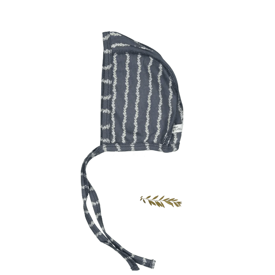 The Printed Bonnet -  Linear Stem - White, Headgear, Knit cap, Beanie, Wool | Everetts Place