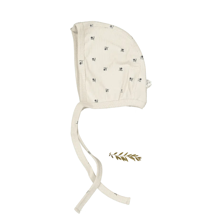 The Printed Bonnet - Mini Stitch Blue - White, Headgear, Pattern, Hat | Everetts Place