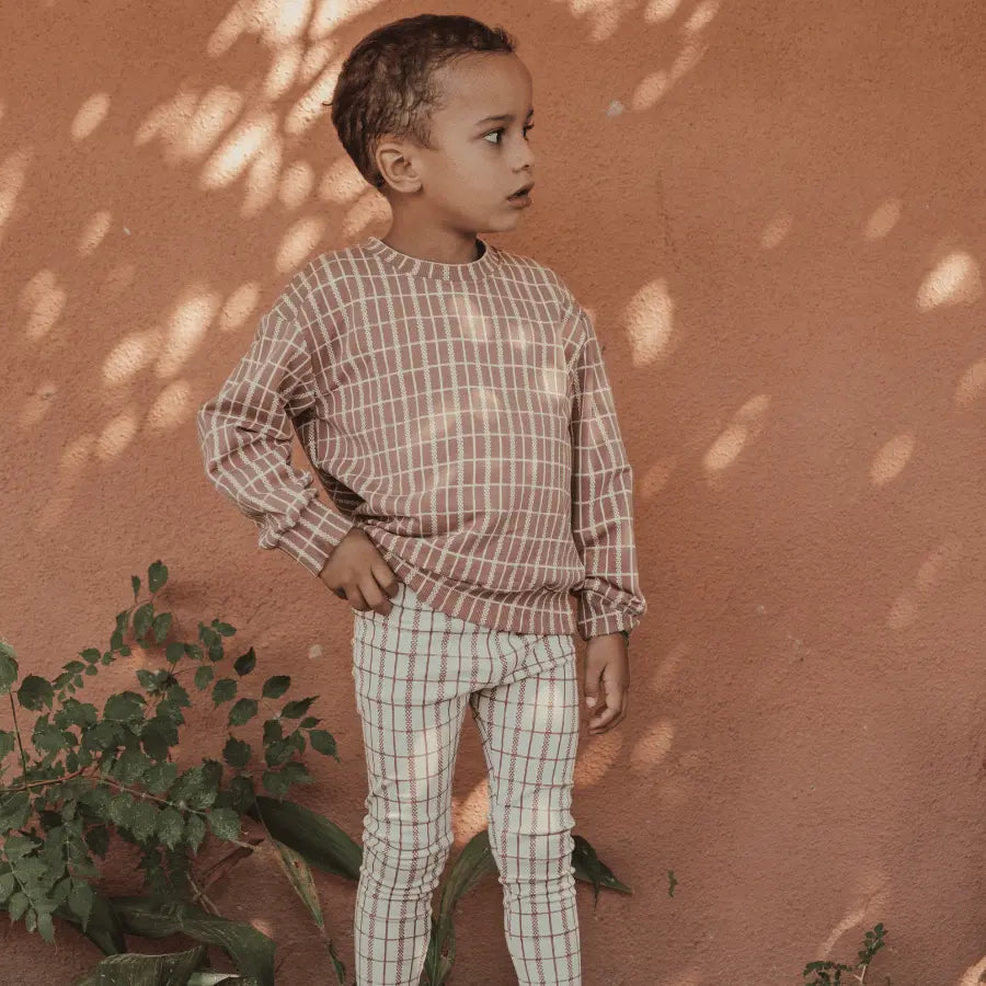 Lovely Littles The Printed Legging - Mauve Check - 