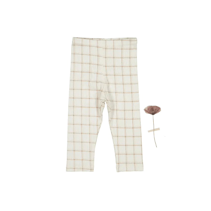 The Printed Legging - Tan Grid - White, Plaid, Design, Pattern, Scarf | Everetts Place