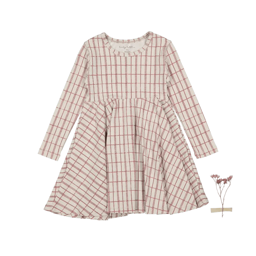 The Printed Long Sleeve Dress - Mauve Check - Sleeve, One-piece garment, Day Dress, Dress, Pink | Everetts Place