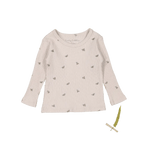 The Printed Long Sleeve Tee - Bee - White, Textile, Long-sleeved T-shirt, Active Shirt, Sweater | Everetts Place