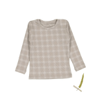 The Printed Long Sleeve Tee -  Taupe Check - Sleeve, White, Textile, Fashion, Plaid | Everetts Place