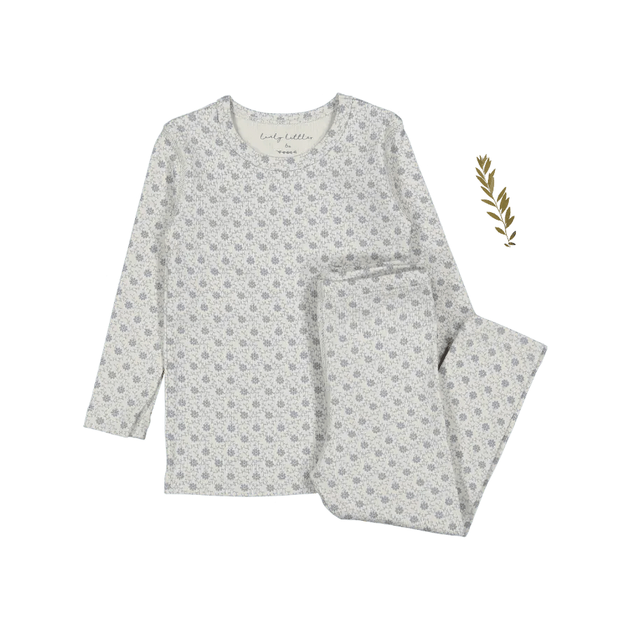 The Printed Pajama Set - Emma Blue - Sleeve, White, Nightwear, Pajamas, Long-sleeved T-shirt | Everetts Place