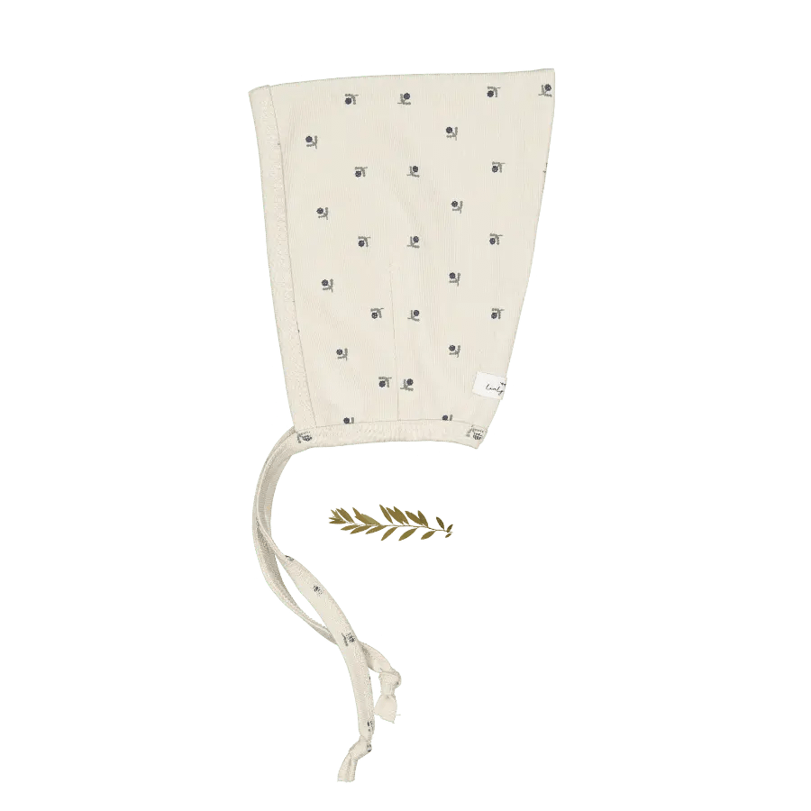The Printed Pixie Bonnet - Mini Stitch Blue - White | Everetts Place