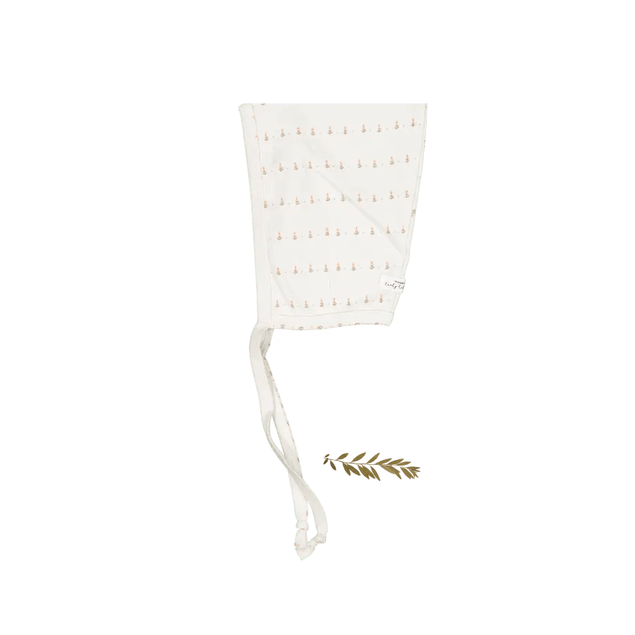The Printed Pixie Bonnet - Mini Tulip - White, Rope | Everetts Place