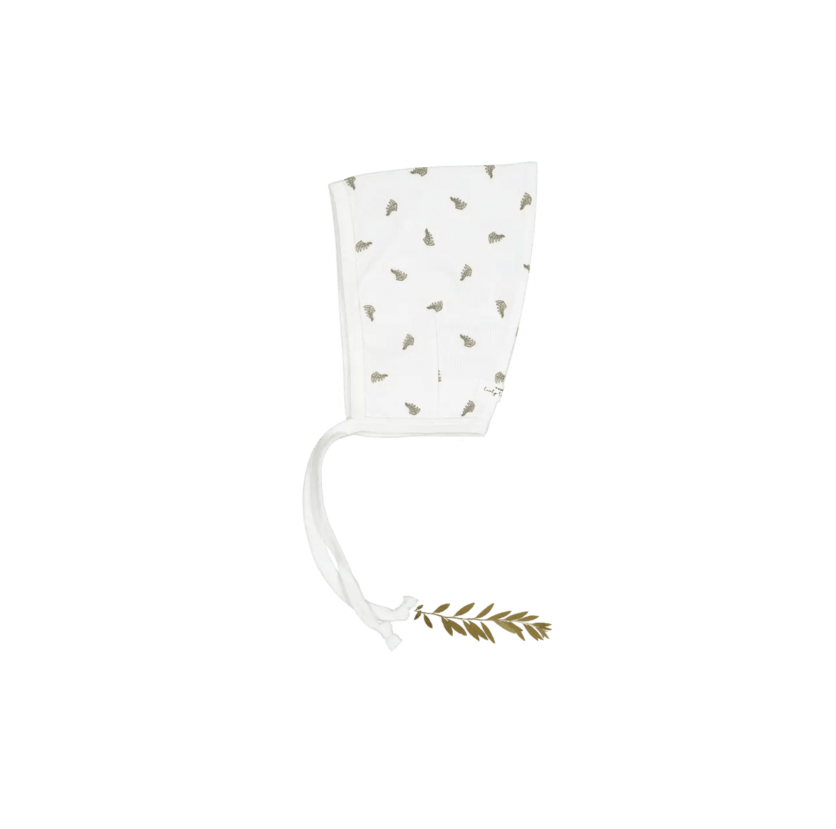 The Printed Pixie Bonnet - White Leaf - White, Rope | Everetts Place