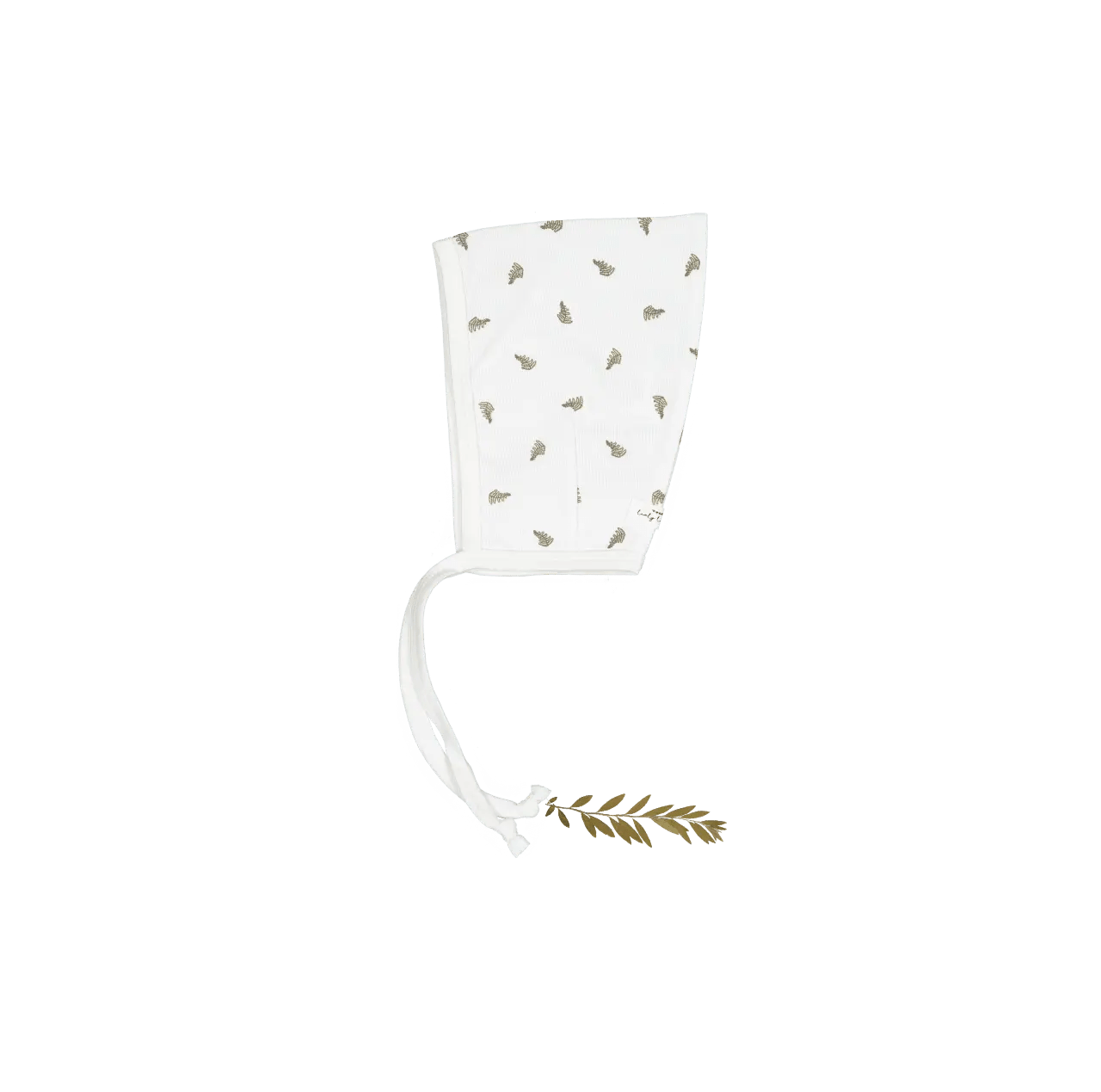 The Printed Pixie Bonnet - White Leaf - White, Rope | Everetts Place