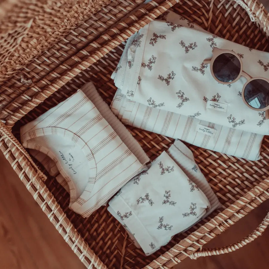 Lovely Littles The Printed Romper - Rose Stripe - 