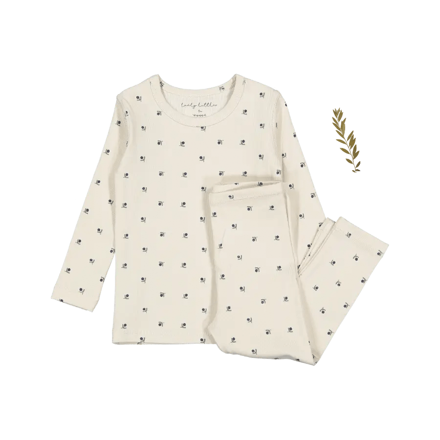 The Printed Set - Mini Stitch Blue - Sleeve, White, Nightwear, Pajamas, Long-sleeved T-shirt | Everetts Place