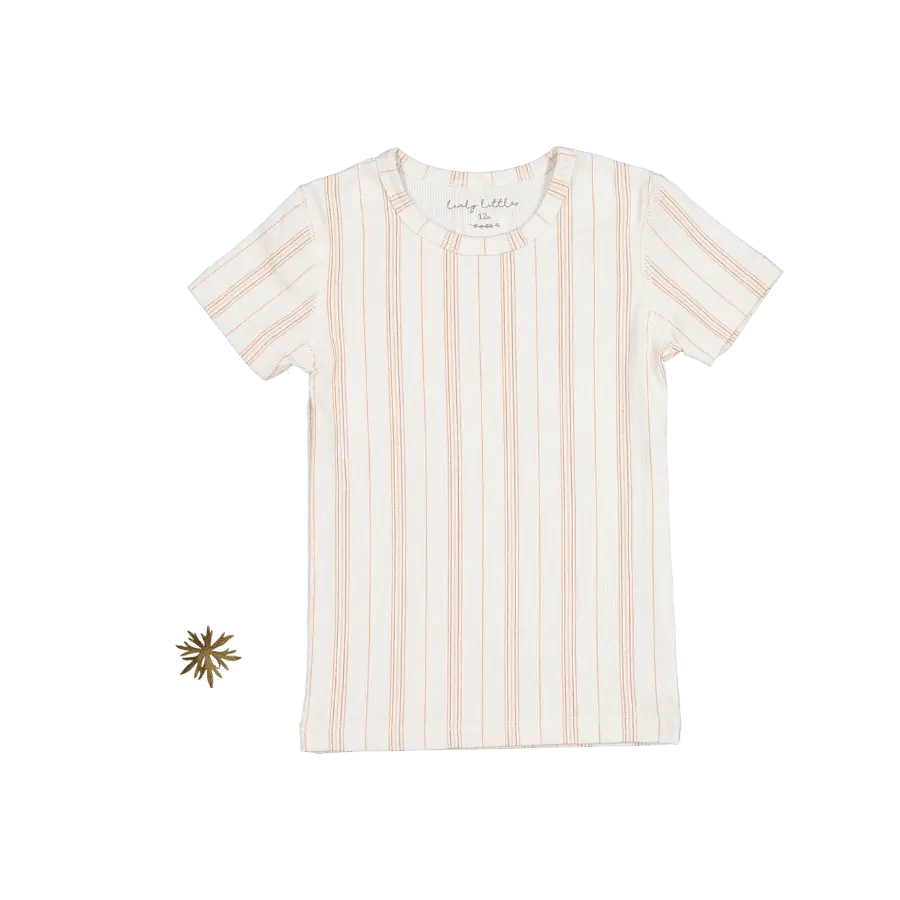 The Printed Short Sleeve Tee - Rose Stripe - Sleeve, White, Textile, Active Shirt, Top | Everetts Place