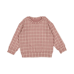 The Printed Sweatshirt - Mauve Check - Sleeve, Textile, Pink, Sweater, Woolen | Everetts Place