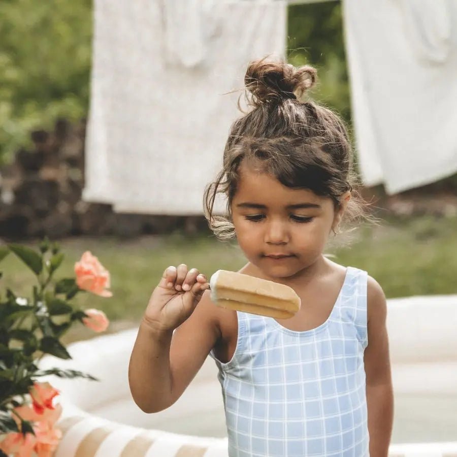 Lovely Littles The Printed Swimsuit - Blue Grid - 