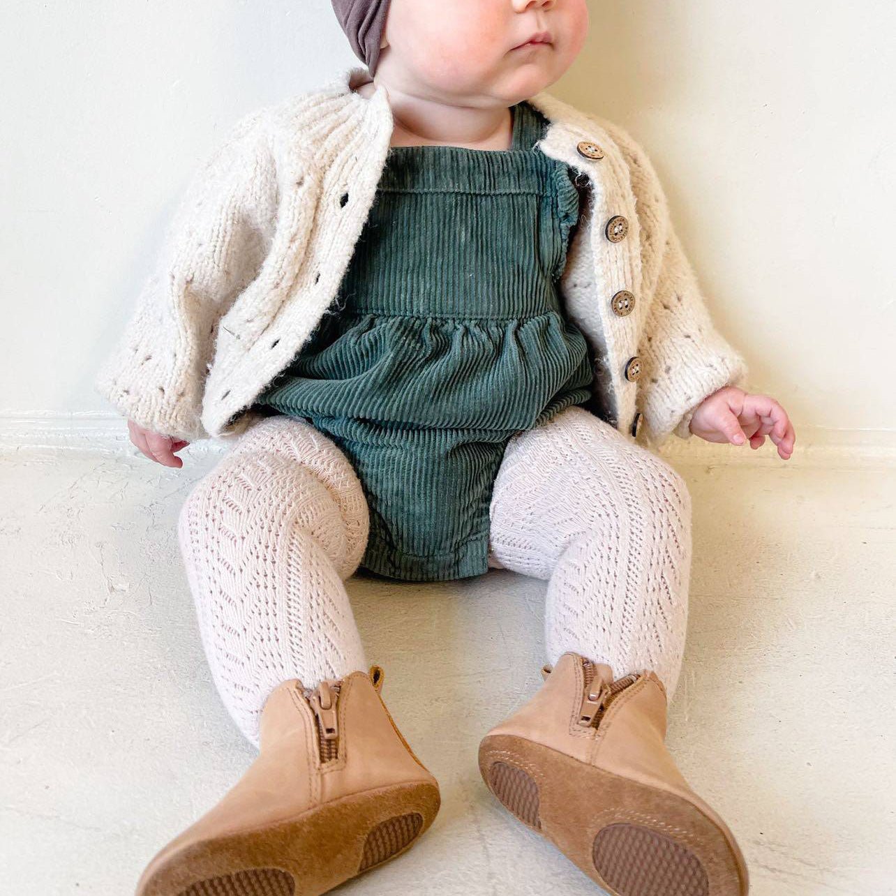Little Love Bug Co. Reagan organic baby moccasins in tan