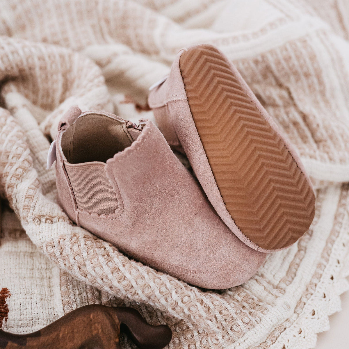 Little Love Bug Co. The Reagan organic leather baby moccasins.