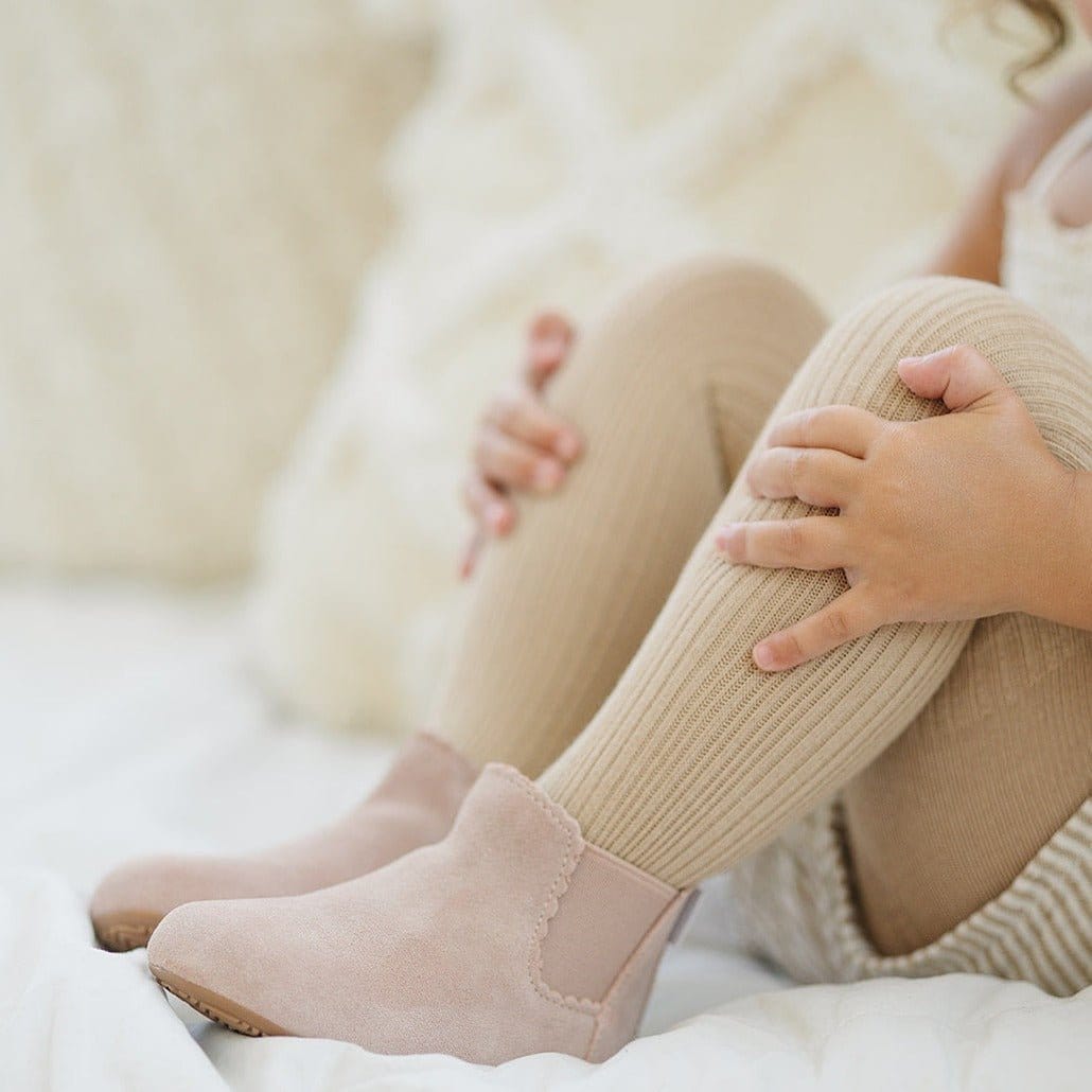 Little Love Bug Co. The Reagan soft sole organic baby moccasins.