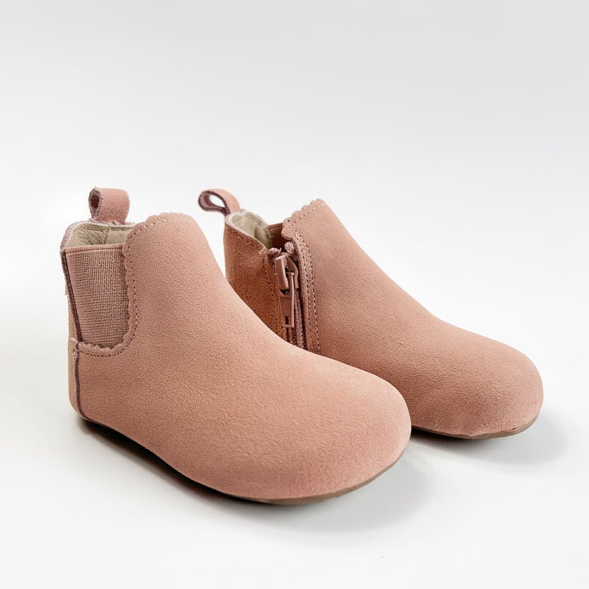 Little Love Bug Co. The Reagan tan leather baby moccasins.