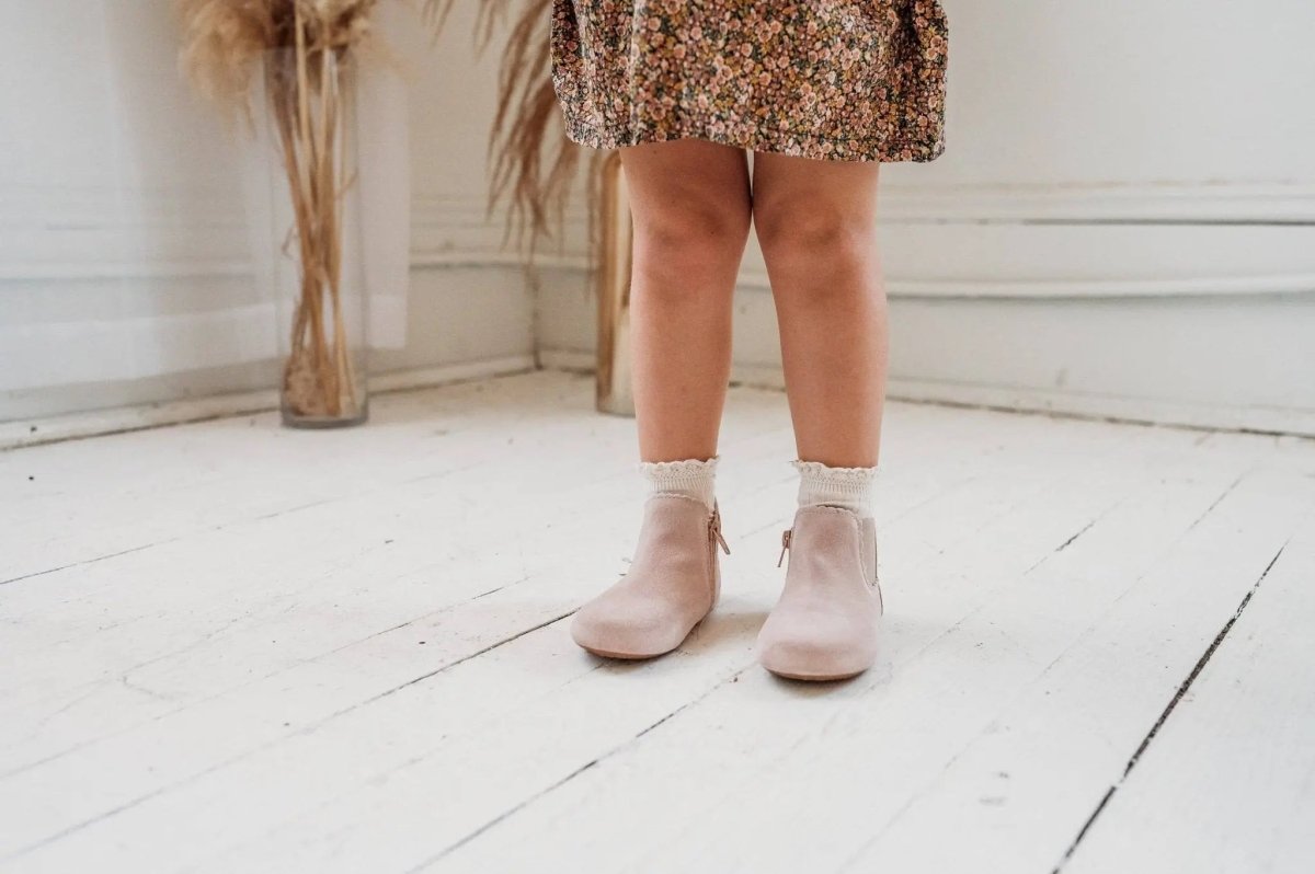 Little Love Bug Co. The Reagan Barefoot Boots with Easy Zipper for Comfortable Fit - 