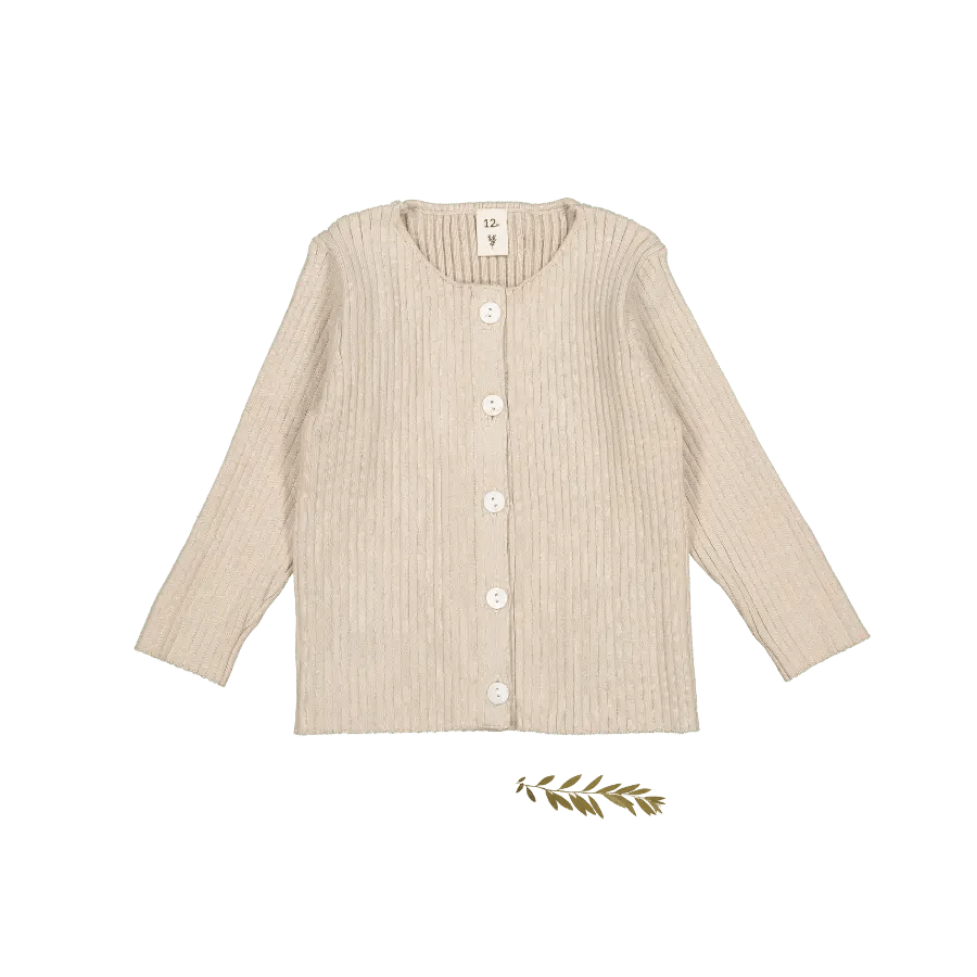 The Ribbed Cardigan - Cream - Cardigan, Button, Textile, Woolen, Wool | Everetts Place