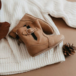 Little Love Bug Co. The Riding Boot brown vegan leather baby/toddler boots.