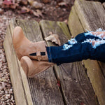 Little Love Bug Co. baby brown vegan leather soft sole riding boots.