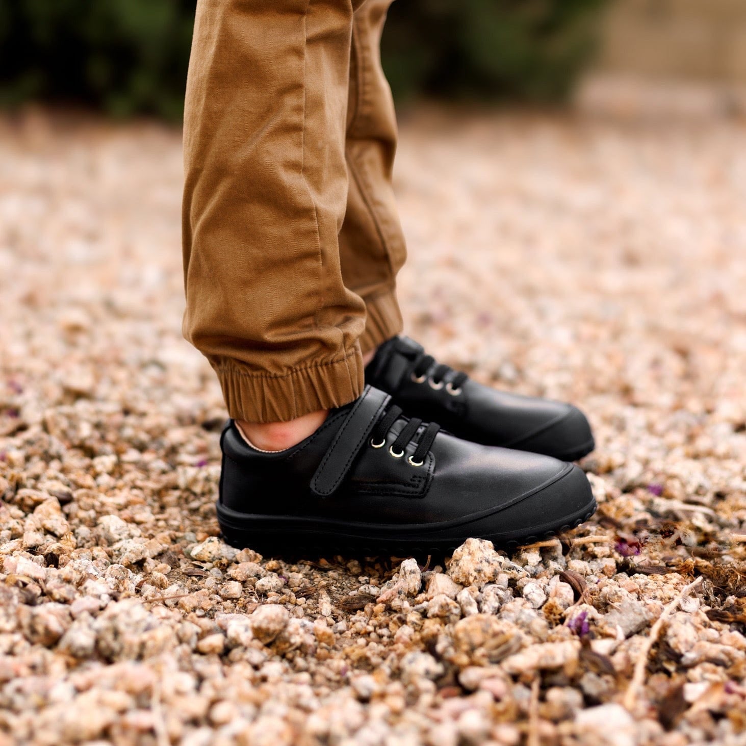 Black Premium Leather Shoes, Strap