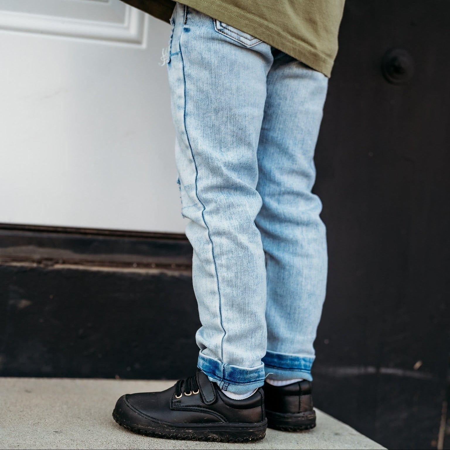 Black Premium Leather Shoes, Strap by Little Love Bug Co.