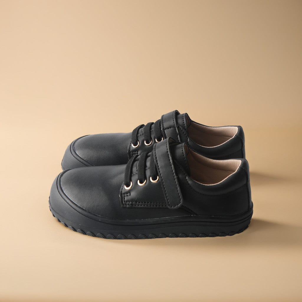 Black Premium Leather Shoes, Strap by Little Love Bug Co.