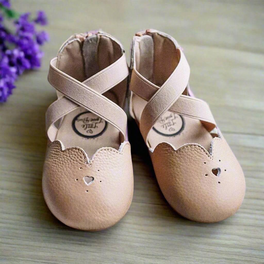 Little Love Bug Co. Sophia organic baby leather moccasins.