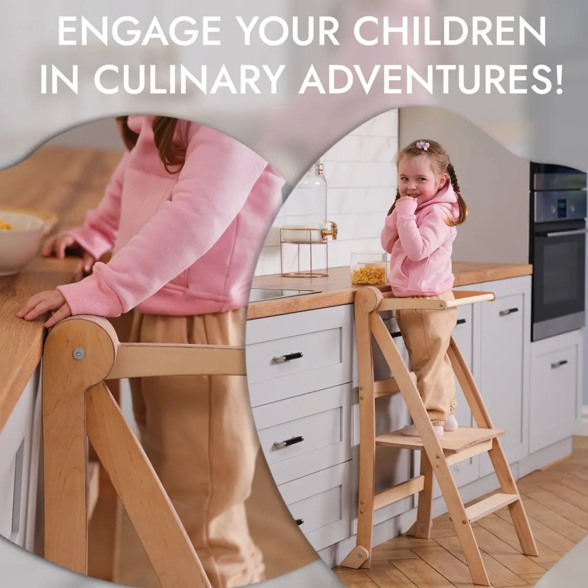 Goodevas The Step Tower - Foldable Step Stool for Toddlers Beige - Everetts Place Boutique - 