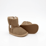 Brown Suede Booties, Leather & Barefoot Soles by Little Love Bug Co.