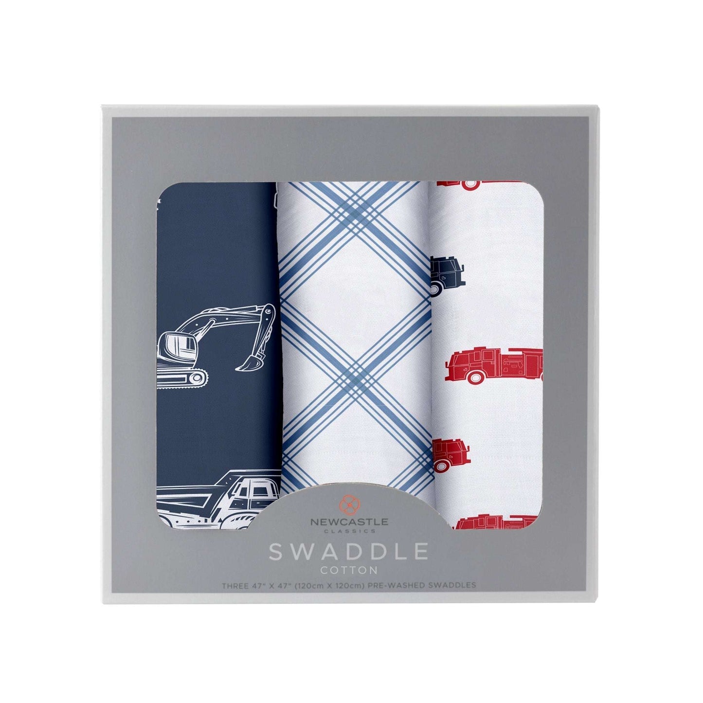 Things That Go Swaddle 3 Pack Muslin Swaddles 100 Percent Natural Cotton Newcastle Classics
