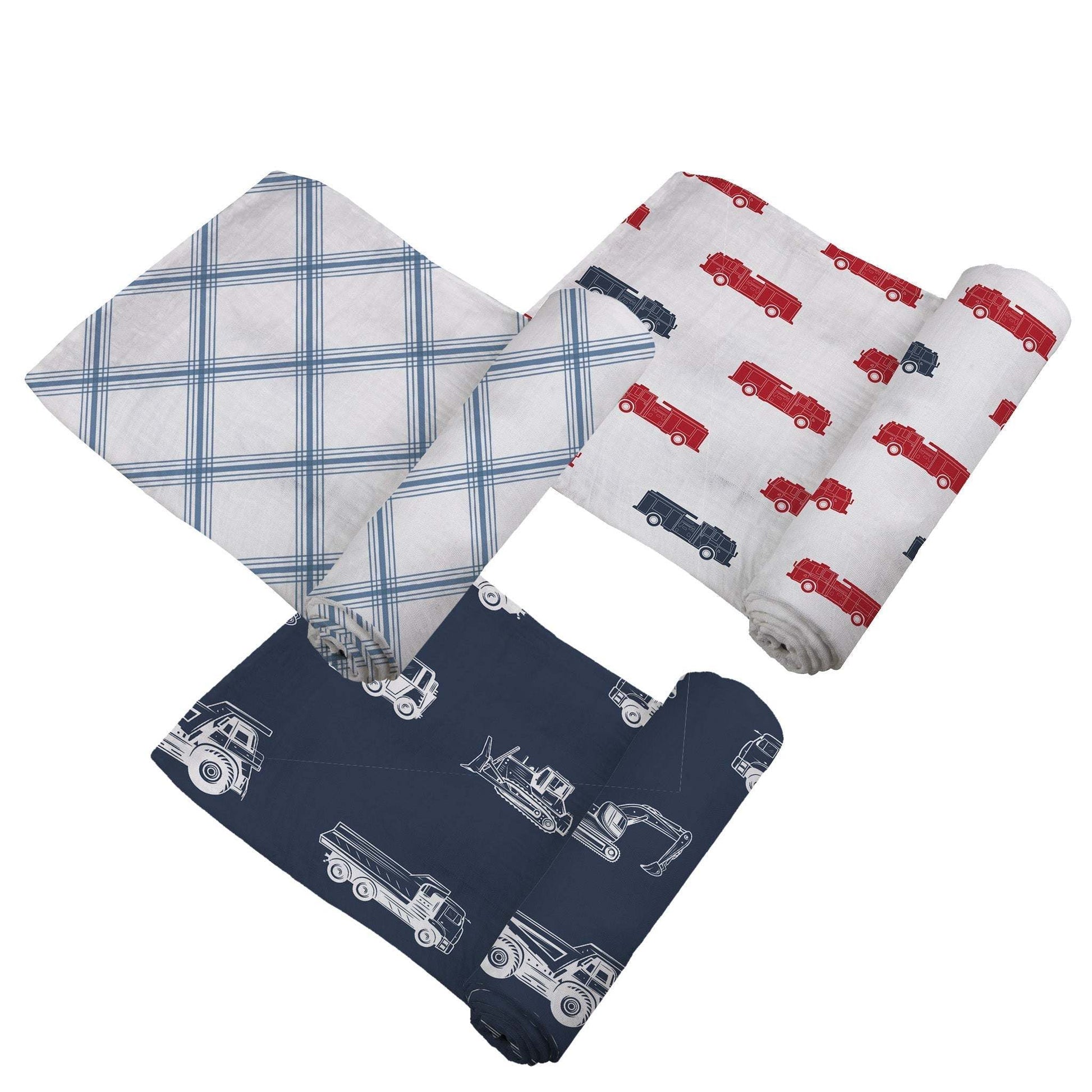 Things That Go Swaddle 3 Pack Muslin Swaddles 100 Percent Natural Cotton Newcastle Classics