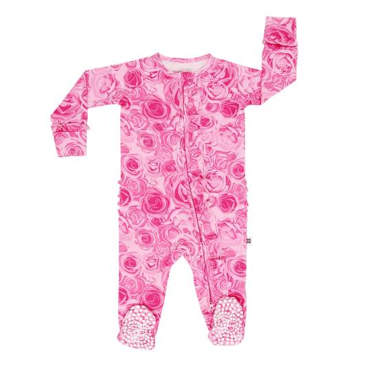 This Must Be Love Ruffle Footie With 2 Way Zipper Cozy Sweet Bamboo Everetts Place: Online Boutique