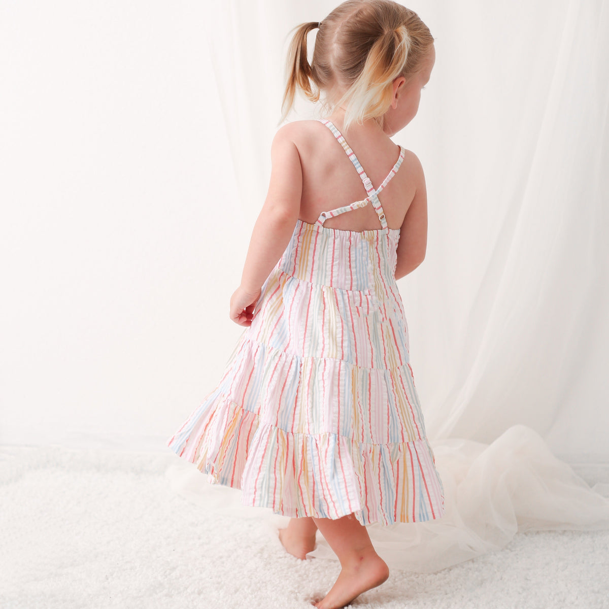 Cotton Dress, Stripe Racer Back by Bestaroo