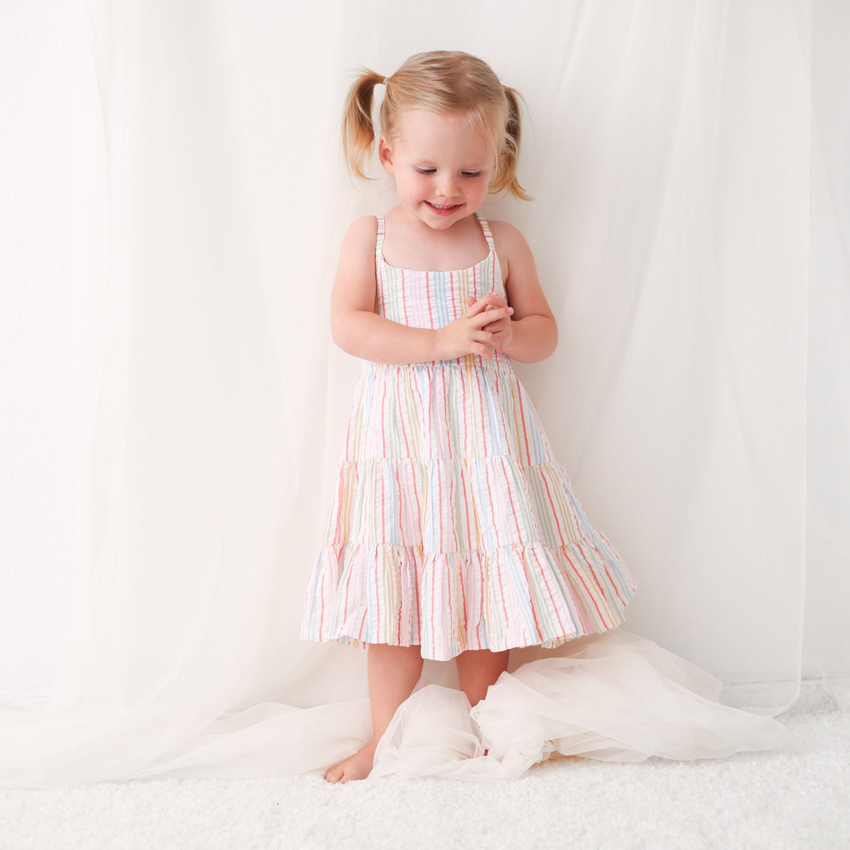 Cotton Dress, Stripe Racer Back by Bestaroo