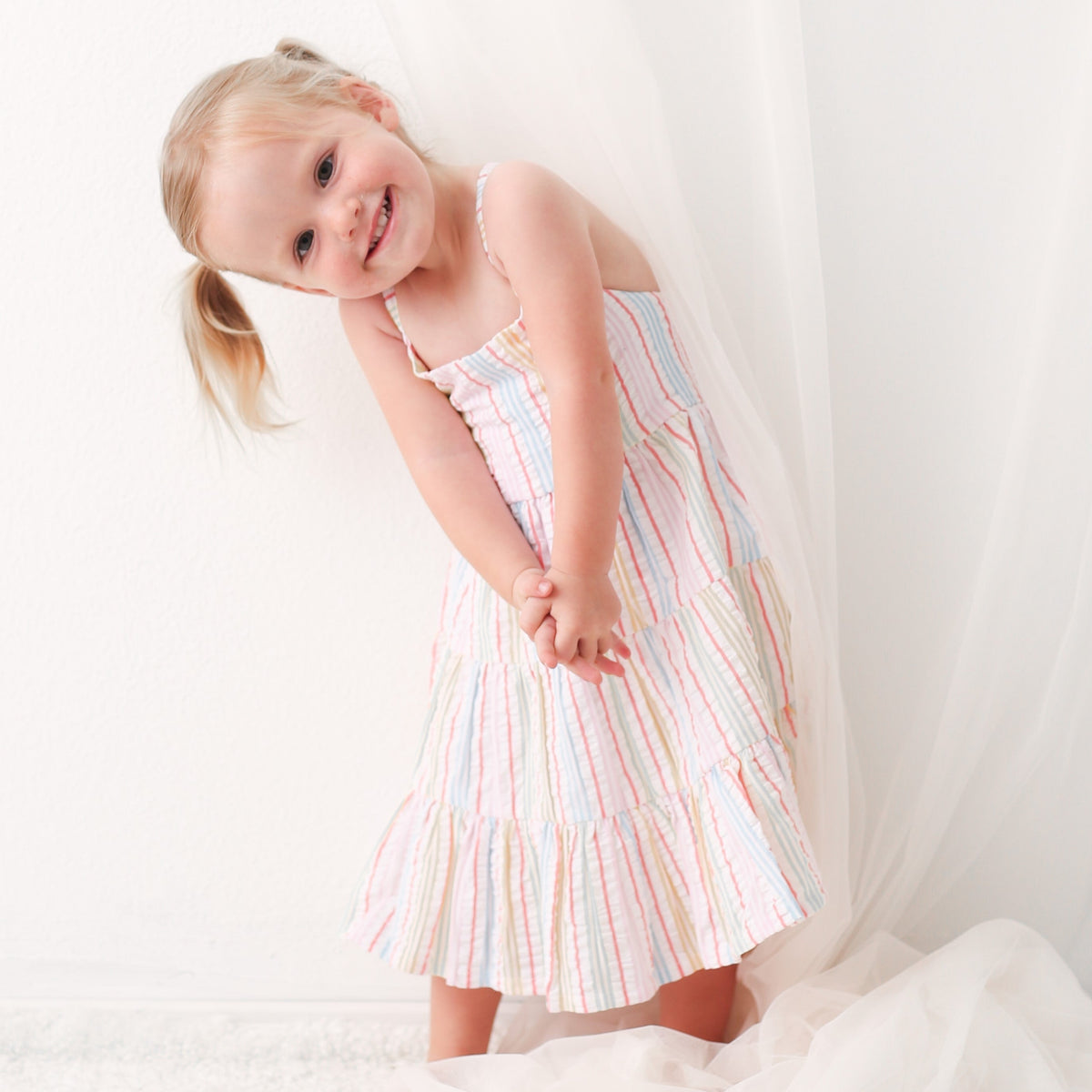 Cotton Dress, Stripe Racer Back by Bestaroo