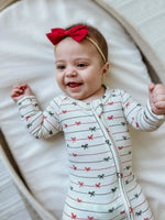 Little Joy Co. Tied With a Bow Christmas Bamboo Zippy Romper for Babies - Everetts Place Boutique - 