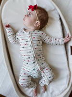Little Joy Co. Tied With a Bow Christmas Bamboo Zippy Romper for Babies - Everetts Place Boutique - 