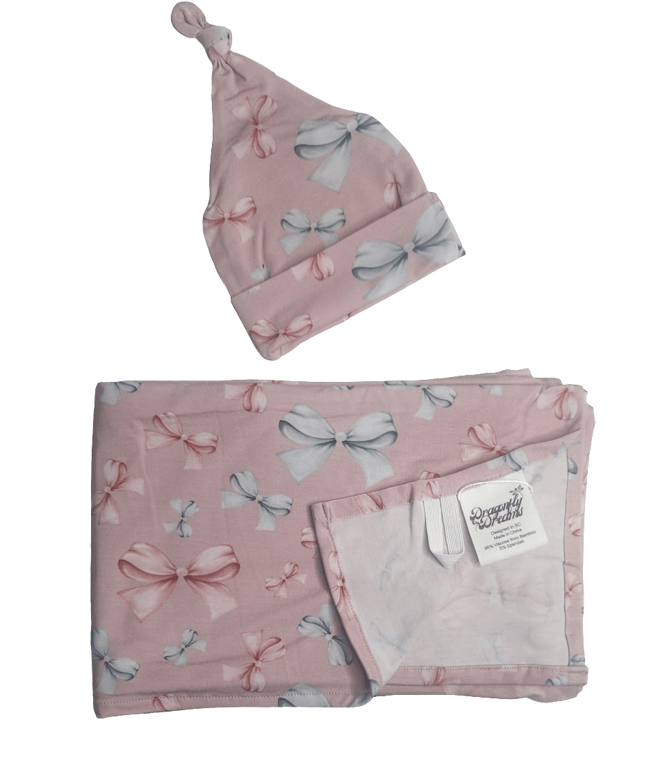 Dragonfly Dreams Bamboo Tied With Grace Swaddle and Hat Set