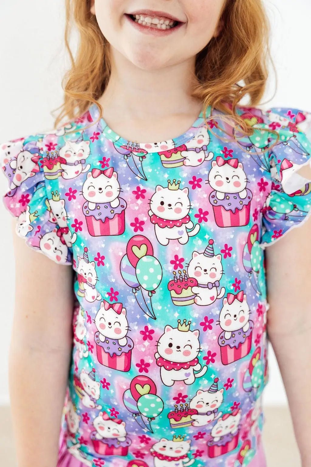 Mila & Rose ® Time To Purr - ty S/S Ruffle Tee - 