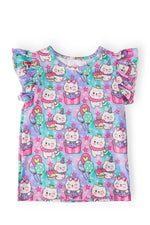 Time To Purr-ty S/S Ruffle Tee - Pink, Baby & Toddler Clothing, Pattern, One-piece garment, Day Dress | Everetts Place