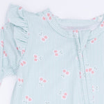 Angel Dear Tiny Cherry Stripe - 2 Way Ruffle Sleeve Zipper FootieEveretts Place